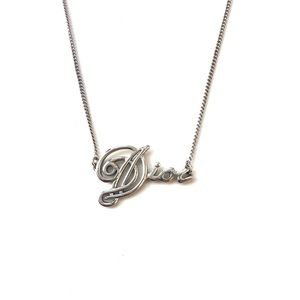100% Authentic Dior Cursive Logo Necklace